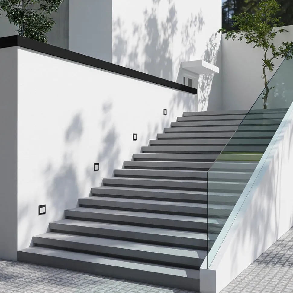 Arcchio LED wand inbouwlamp Zamo, zwart, 11 cm, IP65