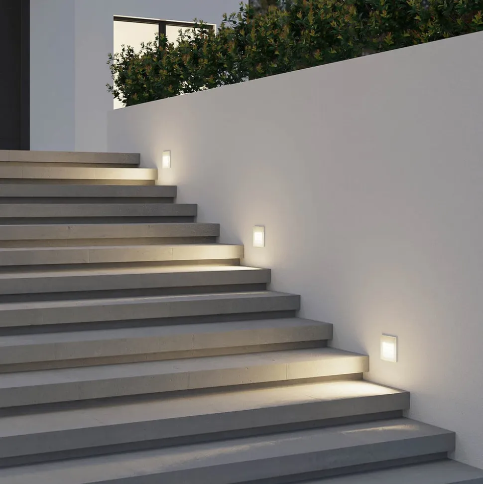 Arcchio LED wand inbouwlamp Zamo, louvre, wit, metaal, IP65