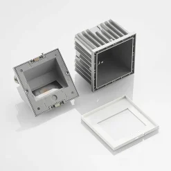 Arcchio LED wand inbouwlamp Zamo, louvre, wit, metaal, IP65