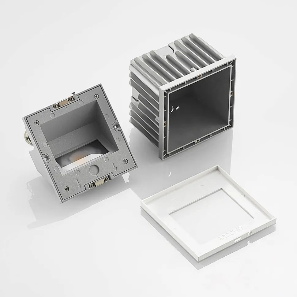 Arcchio LED wand inbouwlamp Zamo, louvre, wit, metaal, IP65