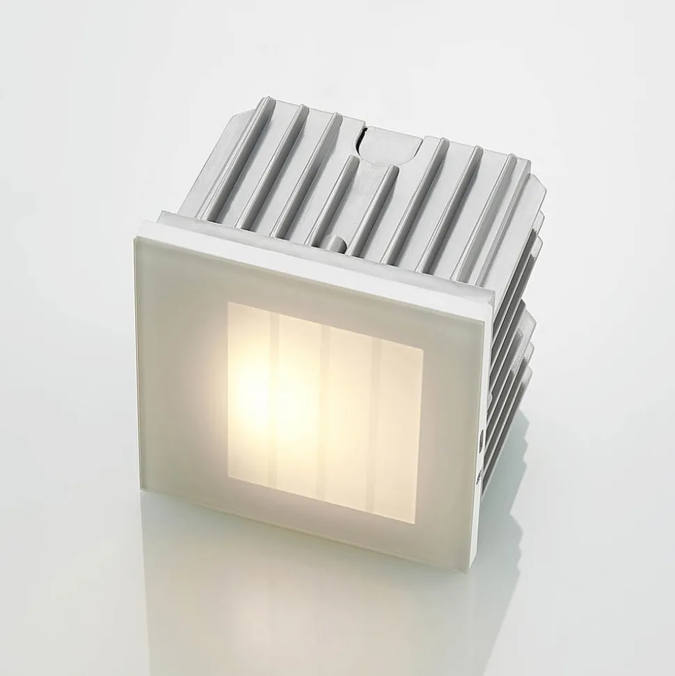 Arcchio LED wand inbouwlamp Zamo, louvre, wit, metaal, IP65