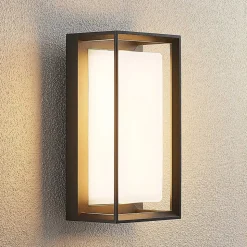 Arcchio LED wandlamp Ismera, antraciet/opaal, IP65, glas