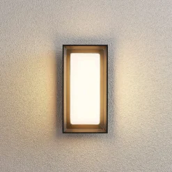 Arcchio LED wandlamp Ismera, antraciet/opaal, IP65, glas