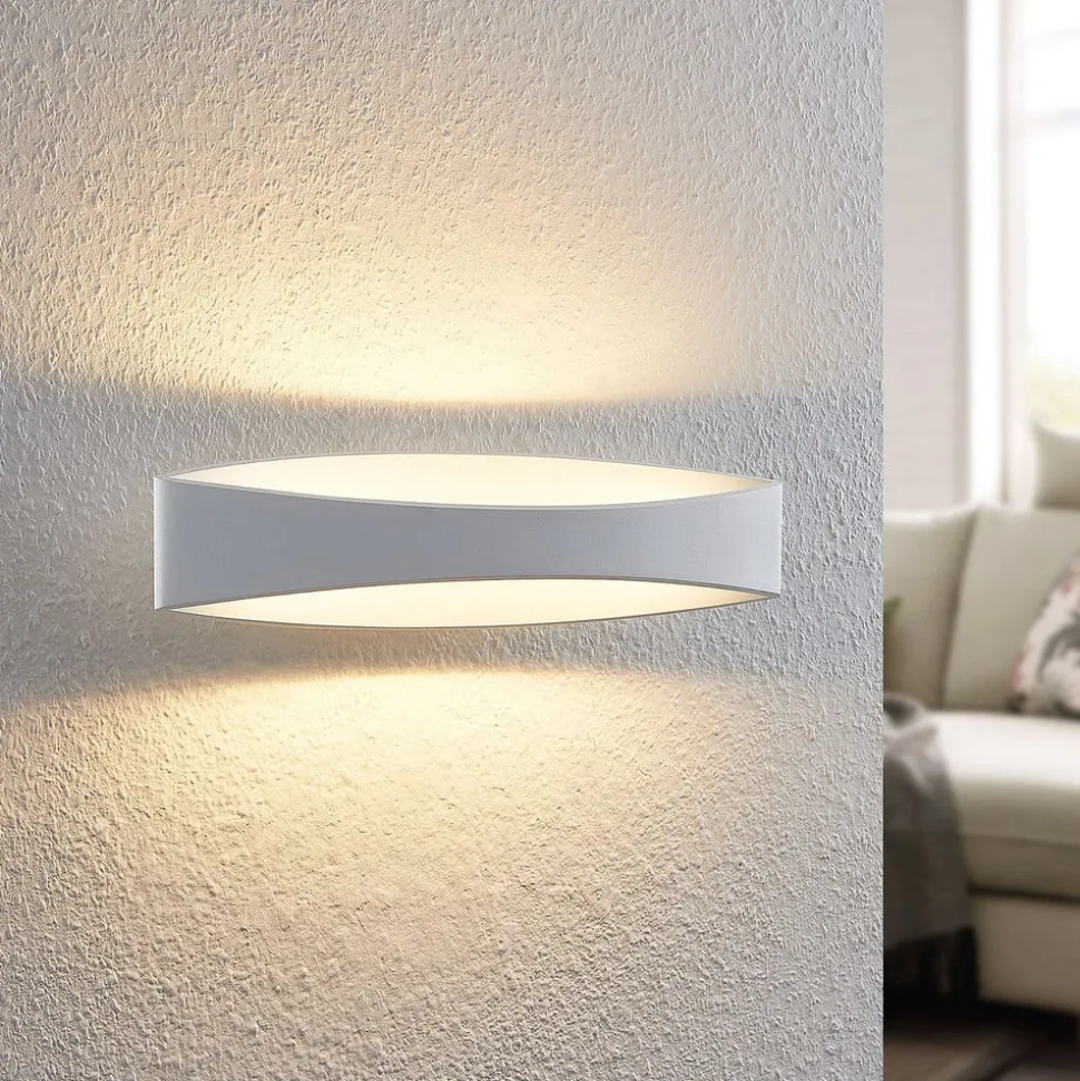 Arcchio LED wandlamp Jelle, 44 cm, wit, metaal, omhoog/omlaag