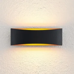 Arcchio LED wandlamp Jelle, 27 cm, zwart/goud, omhoog/omlaag