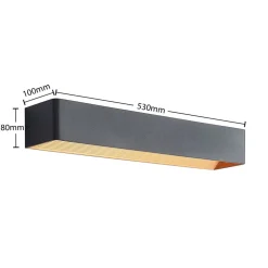 Arcchio LED wandlamp Karam, 53 cm, zwart, metaal, omhoog/omlaag