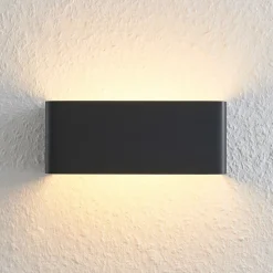 Arcchio LED wandlamp Karam, 20 cm, zwart, metaal, omhoog/omlaag