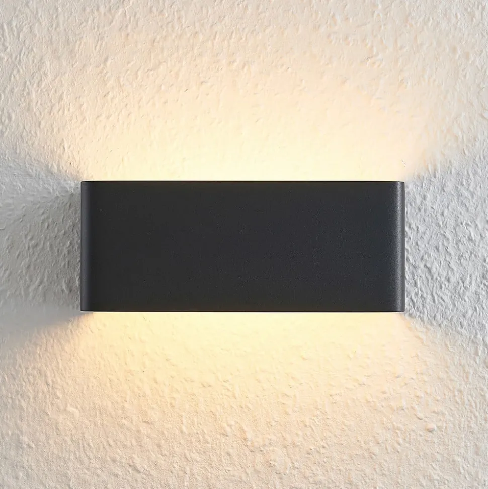 Arcchio LED wandlamp Karam, 20 cm, zwart, metaal, omhoog/omlaag