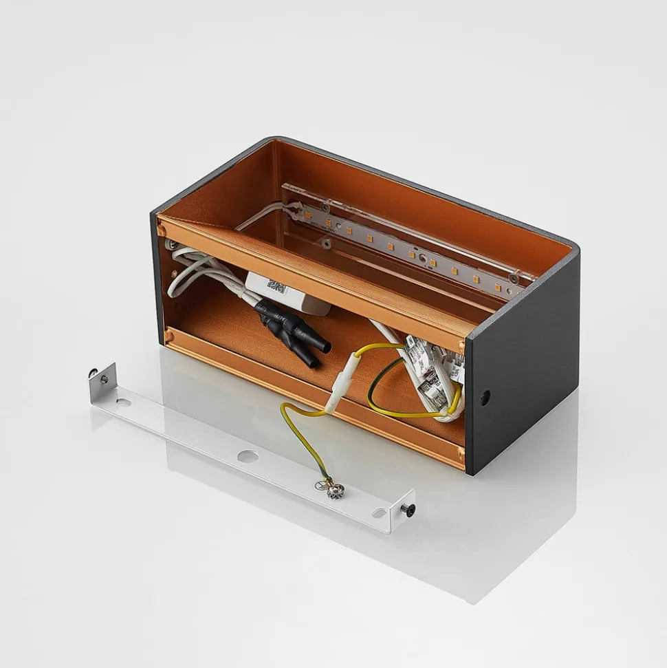 Arcchio LED wandlamp Karam, 20 cm, zwart, metaal, omhoog/omlaag