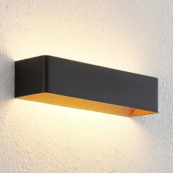Arcchio LED wandlamp Karam, 37 cm, zwart, metaal, omhoog/omlaag