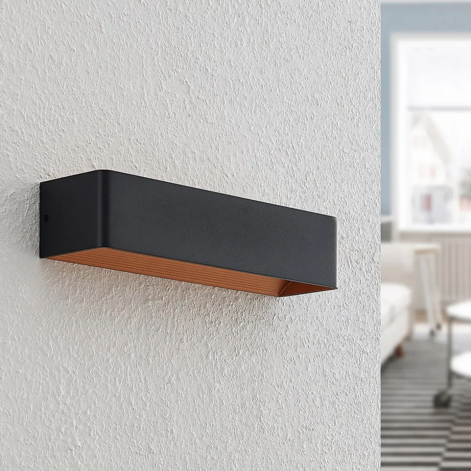 Arcchio LED wandlamp Karam, 37 cm, zwart, metaal, omhoog/omlaag