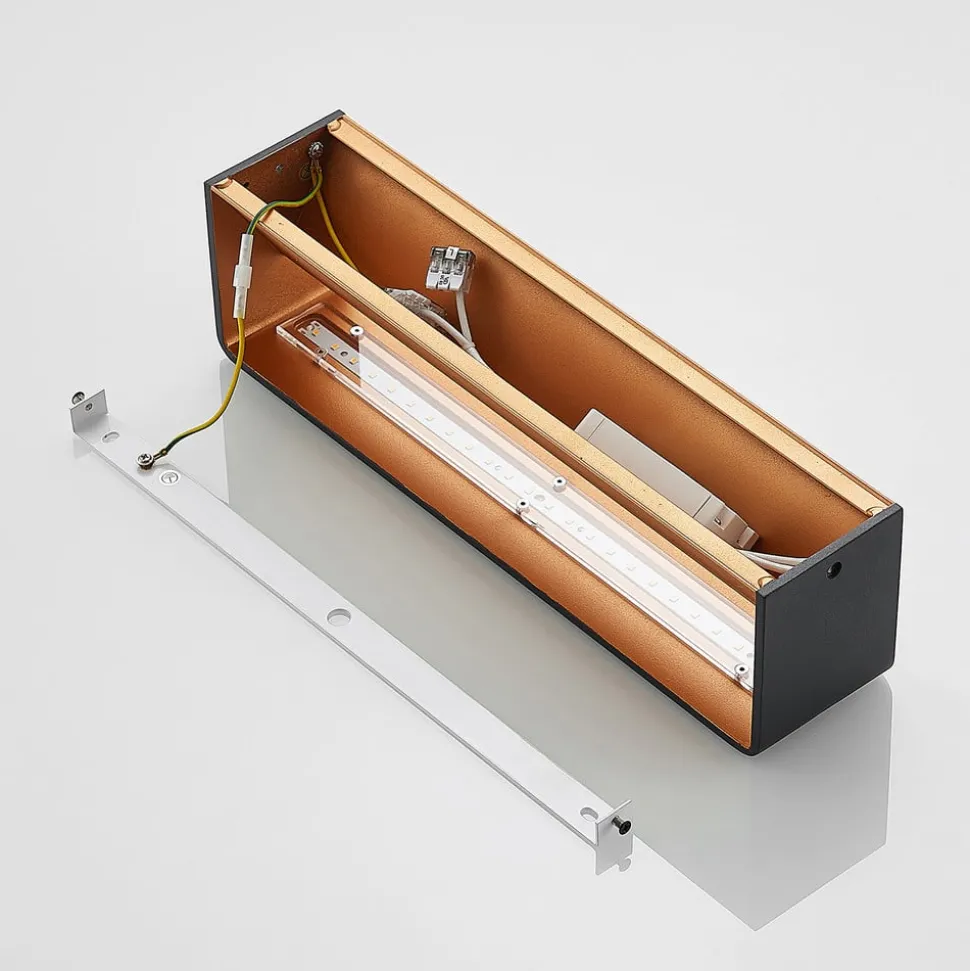 Arcchio LED wandlamp Karam, 37 cm, zwart, metaal, omhoog/omlaag