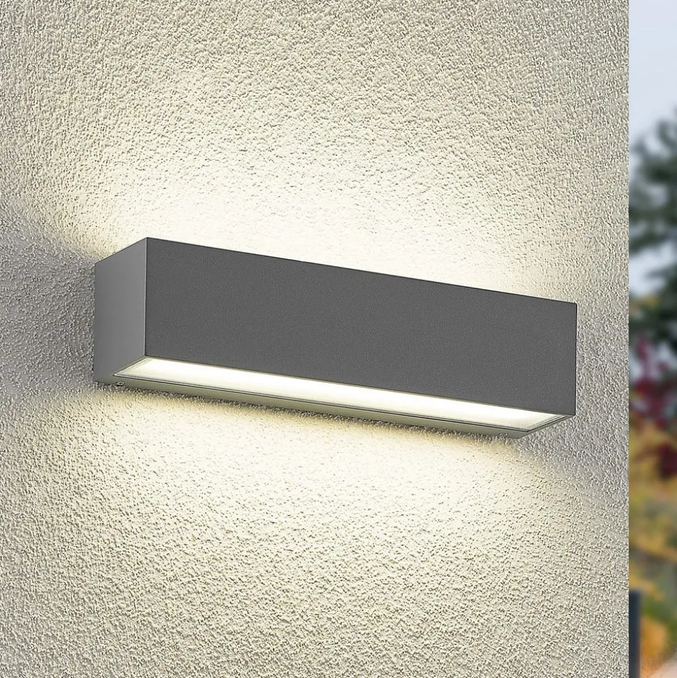 Arcchio LED wandlamp Lengo, 25 cm, grijs, 2-lamps, CCT