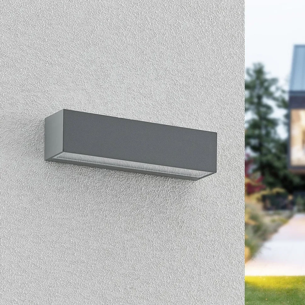 Arcchio LED wandlamp Lengo, 25 cm, grijs, 2-lamps, CCT