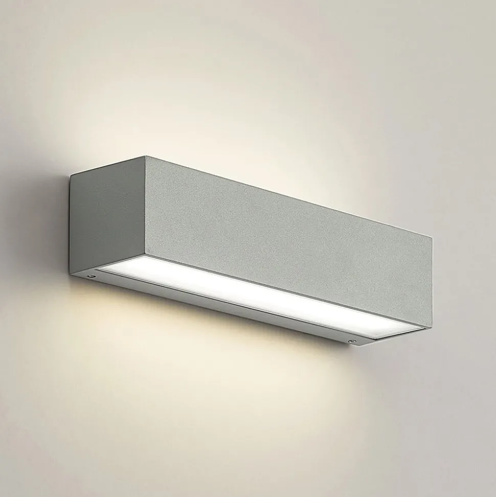 Arcchio LED wandlamp Lengo, 25 cm, grijs, 2-lamps, CCT