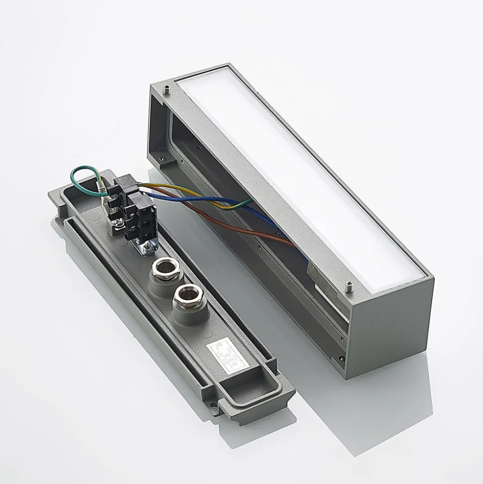 Arcchio LED wandlamp Lengo, 25 cm, grijs, 2-lamps, CCT