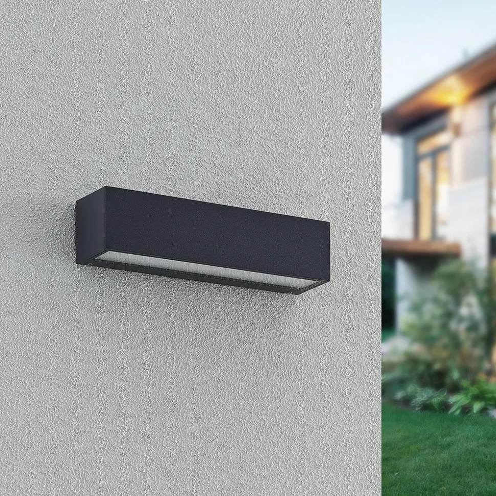 Arcchio LED wandlamp Lengo, 25 cm, antraciet, down, CCT