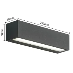 Arcchio LED wandlamp Lengo, 25 cm, antraciet, down, CCT