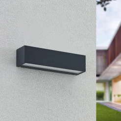 Arcchio LED wandlamp Lengo, 25cm, antraciet, omhoog/omlaag, CCT