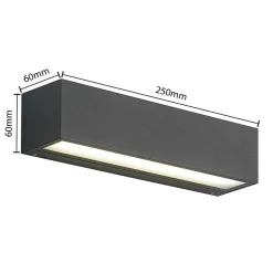 Arcchio LED wandlamp Lengo, 25cm, antraciet, omhoog/omlaag, CCT