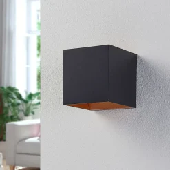 Arcchio LED wandlamp Zuzana, hoekig, zwart, 10 cm breed