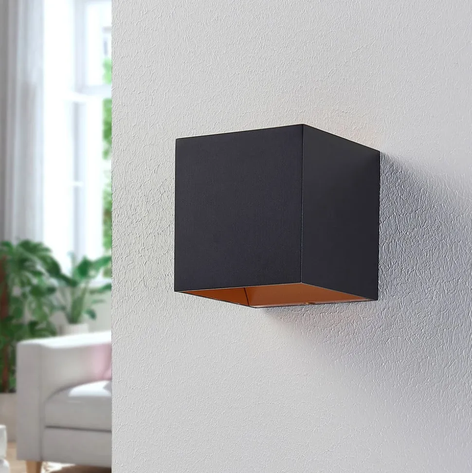 Arcchio LED wandlamp Zuzana, hoekig, zwart, 10 cm breed