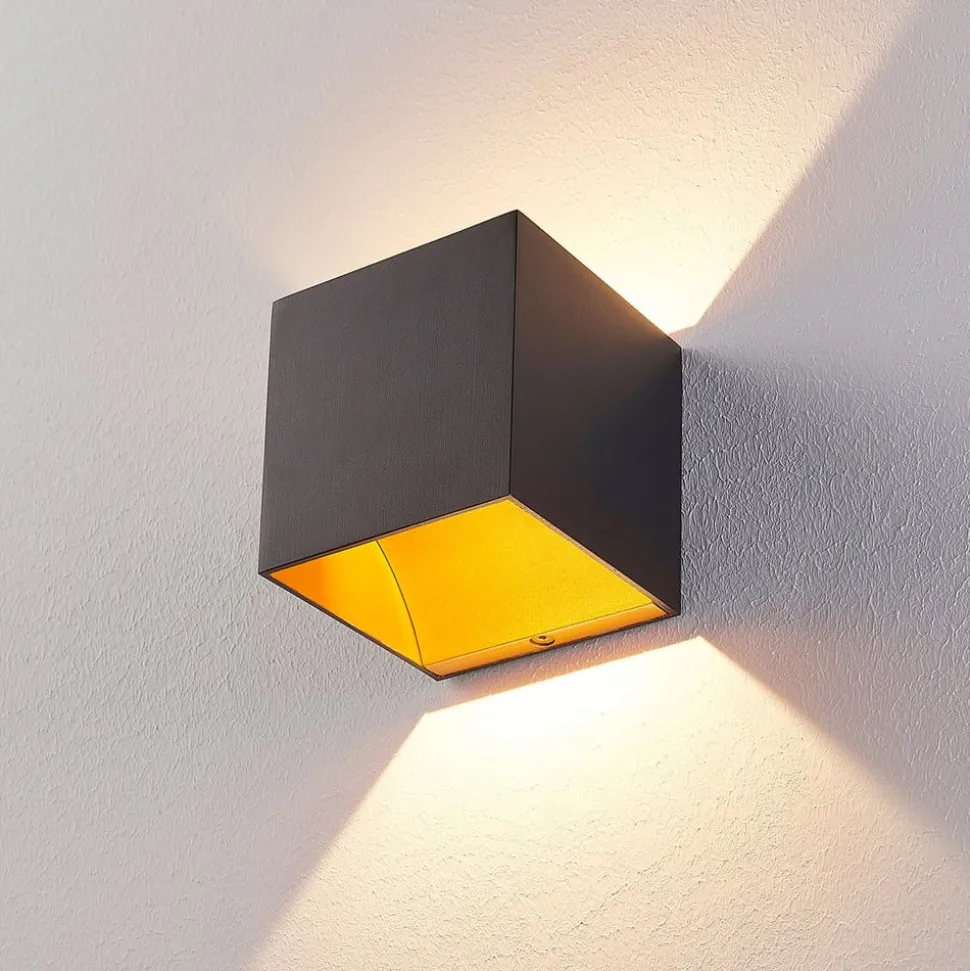 Arcchio LED wandlamp Zuzana, hoekig, zwart, 10 cm breed