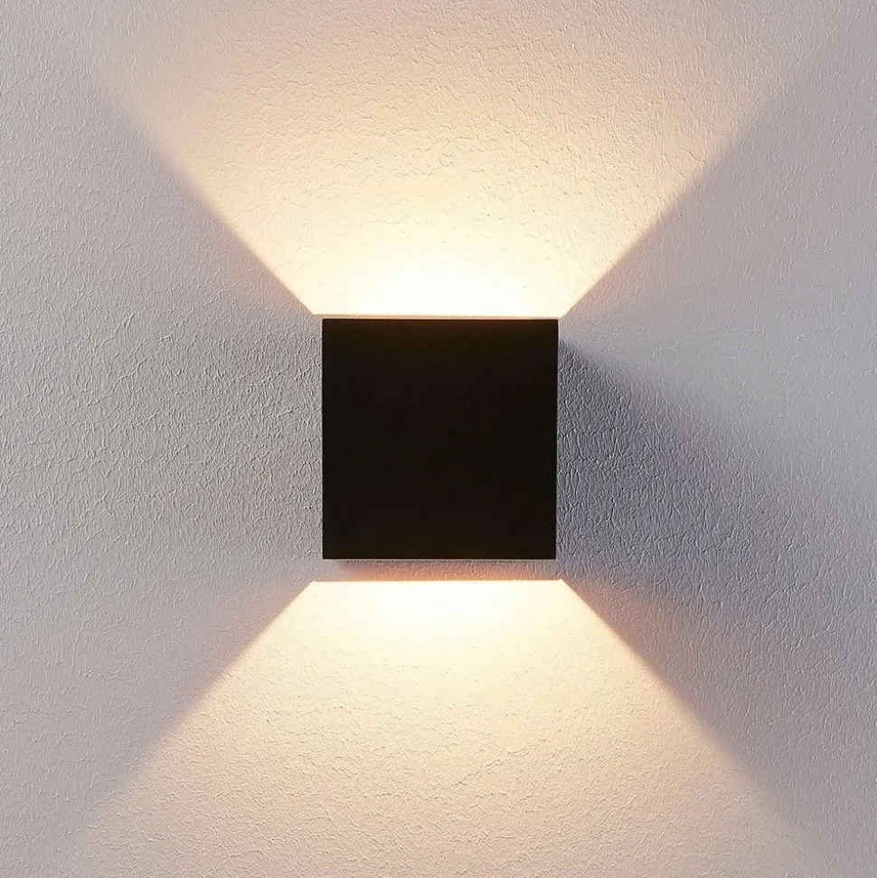 Arcchio LED wandlamp Zuzana, hoekig, zwart, 10 cm breed