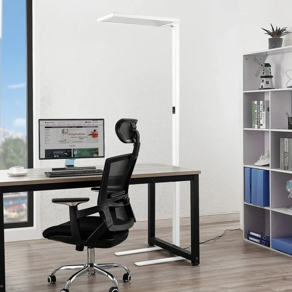 Arcchio Nelus LED kantoor vloerlamp, sensor, wit