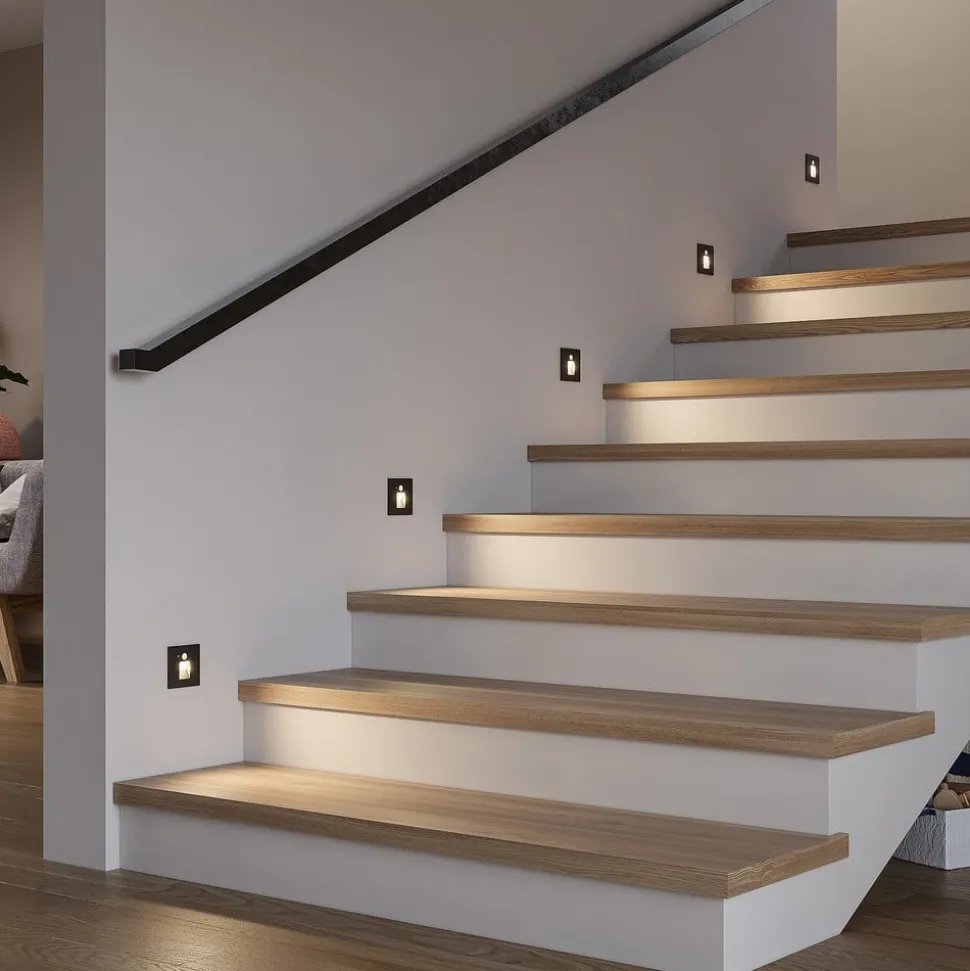 Arcchio Neru LED inbouwlamp sensor hoekig, zwart