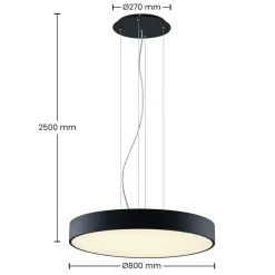 Arcchio Noabelle LED hanglamp, zwart, 80 cm