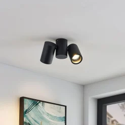 Arcchio plafondlamp Gesina, 2-lichts, zwart, aluminium, 17,5 cm