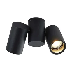 Arcchio plafondlamp Gesina, 2-lichts, zwart, aluminium, 17,5 cm