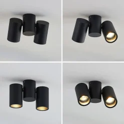 Arcchio plafondlamp Gesina, 2-lichts, zwart, aluminium, 17,5 cm