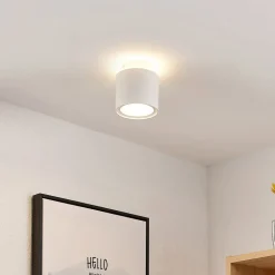 Arcchio plafondlamp Walisa, Ø 10 cm, wit, diffuser, GU10