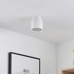 Arcchio plafondlamp Walisa, Ø 10 cm, wit, diffuser, GU10