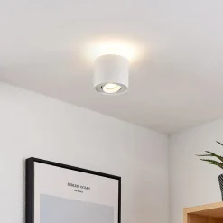 Arcchio plafondlamp Walisa, Ø 10 cm, wit, metaal, GU10