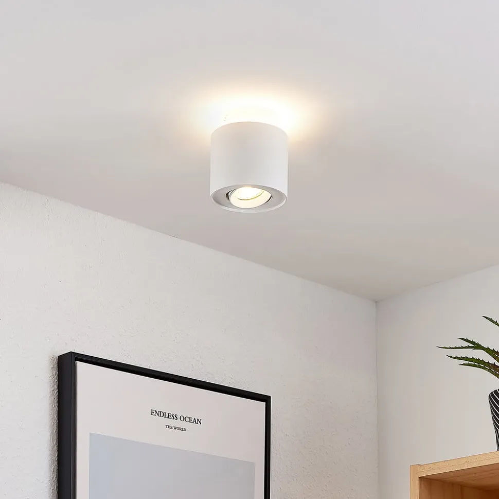 Arcchio plafondlamp Walisa, Ø 10 cm, wit, metaal, GU10