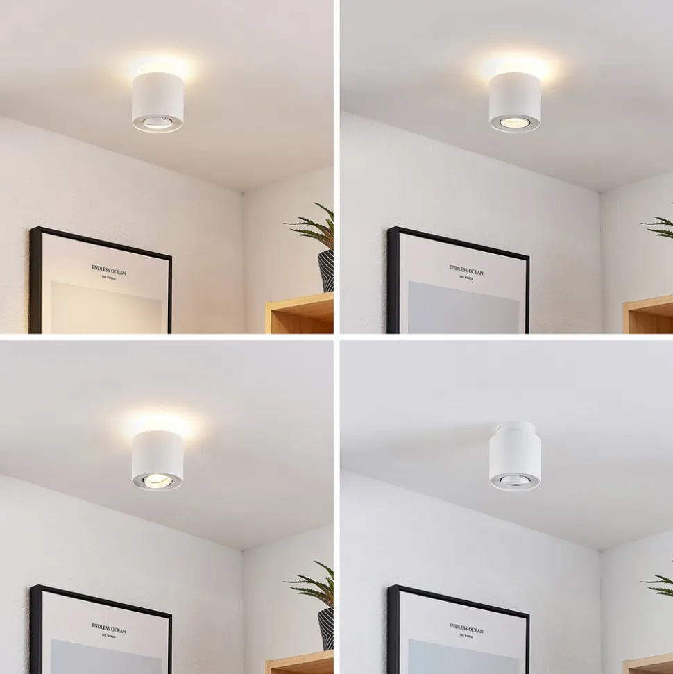 Arcchio plafondlamp Walisa, Ø 10 cm, wit, metaal, GU10