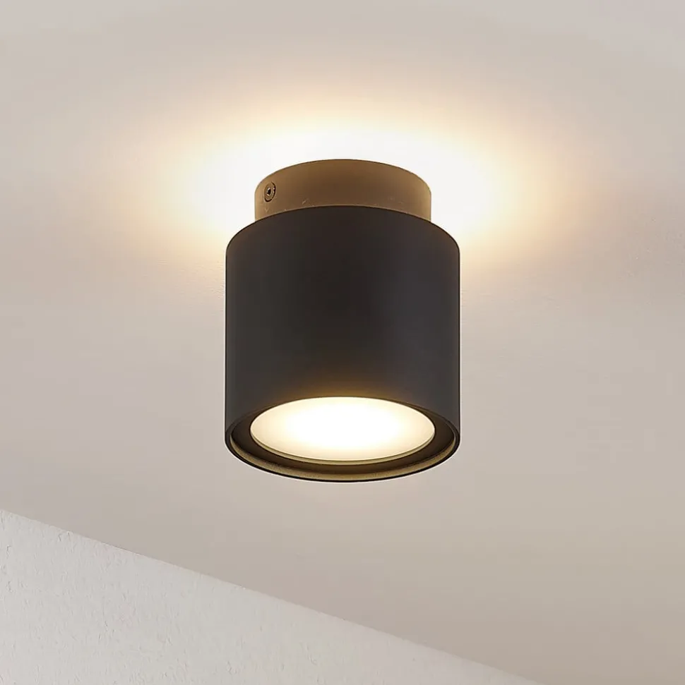 Arcchio plafondlamp Walisa, Ø 10 cm, zwart, diffuser, GU10