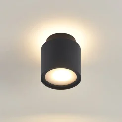 Arcchio plafondlamp Walisa, Ø 10 cm, zwart, diffuser, GU10