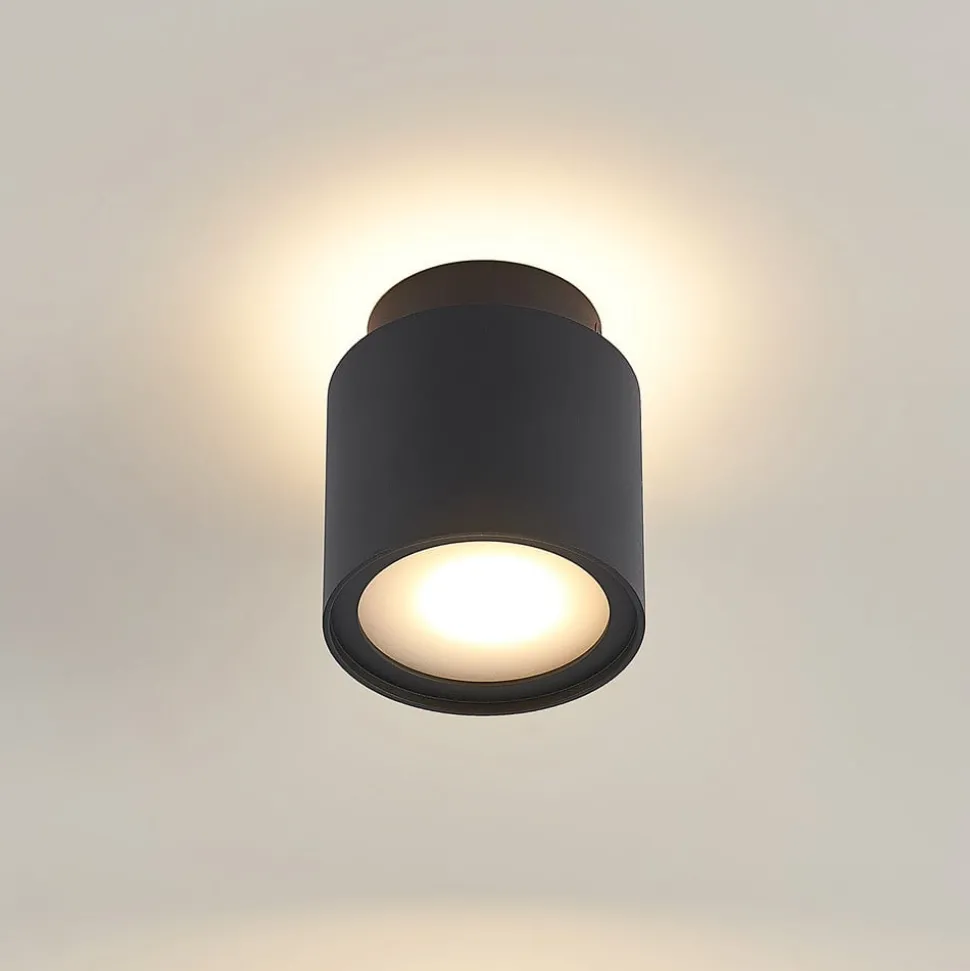 Arcchio plafondlamp Walisa, Ø 10 cm, zwart, diffuser, GU10