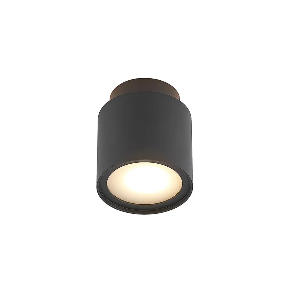 Arcchio plafondlamp Walisa, Ø 10 cm, zwart, diffuser, GU10
