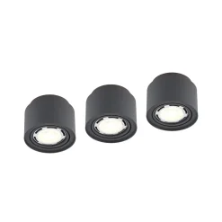 Arcchio plafondlamp Walisa, rond, zwart, aluminium, set van 3