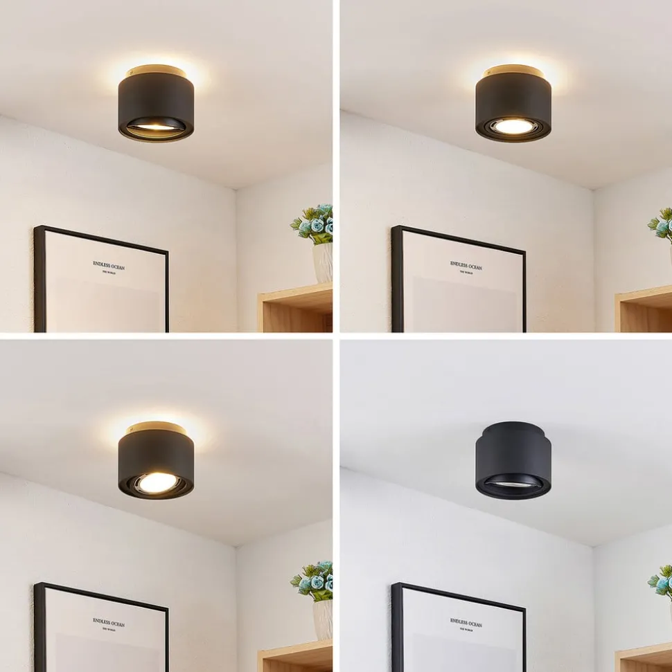 Arcchio plafondlamp Walisa, rond, zwart, aluminium, set van 3