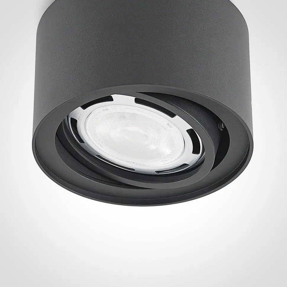 Arcchio plafondlamp Walisa, Ø 15 cm, zwart, metaal, GU10