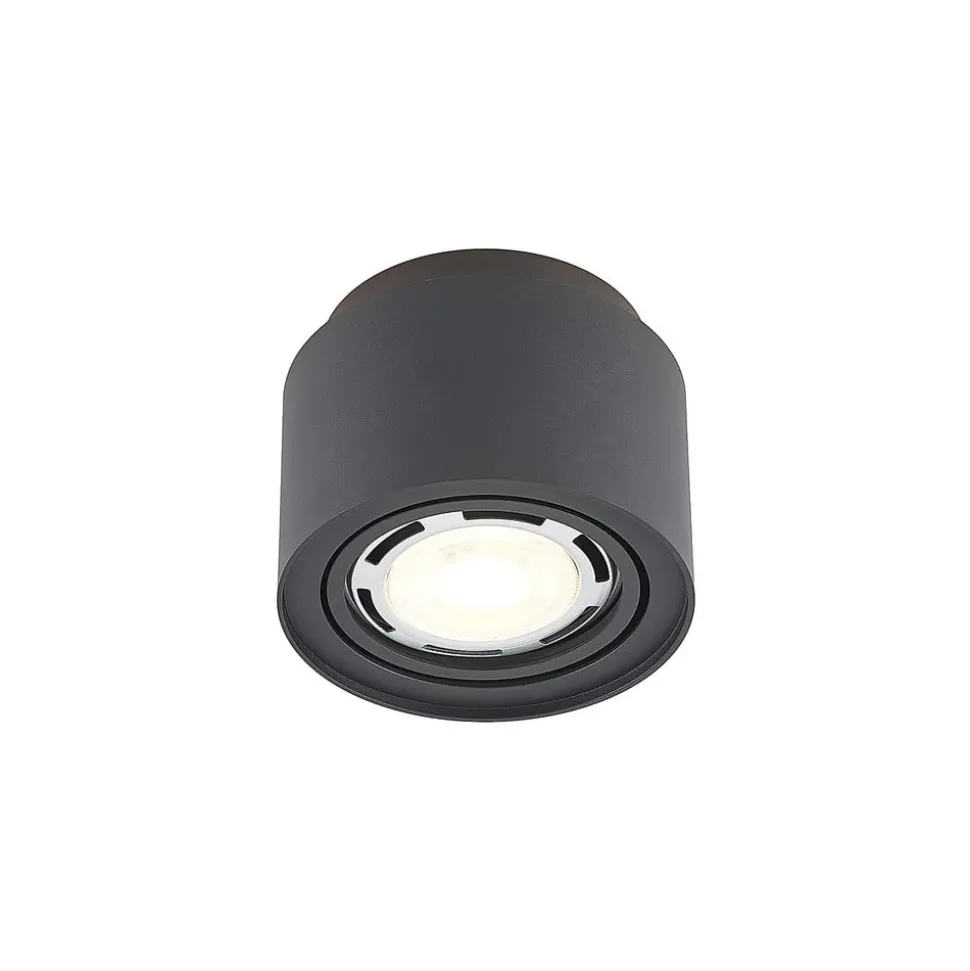 Arcchio plafondlamp Walisa, Ø 15 cm, zwart, metaal, GU10