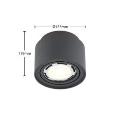 Arcchio plafondlamp Walisa, Ø 15 cm, zwart, metaal, GU10