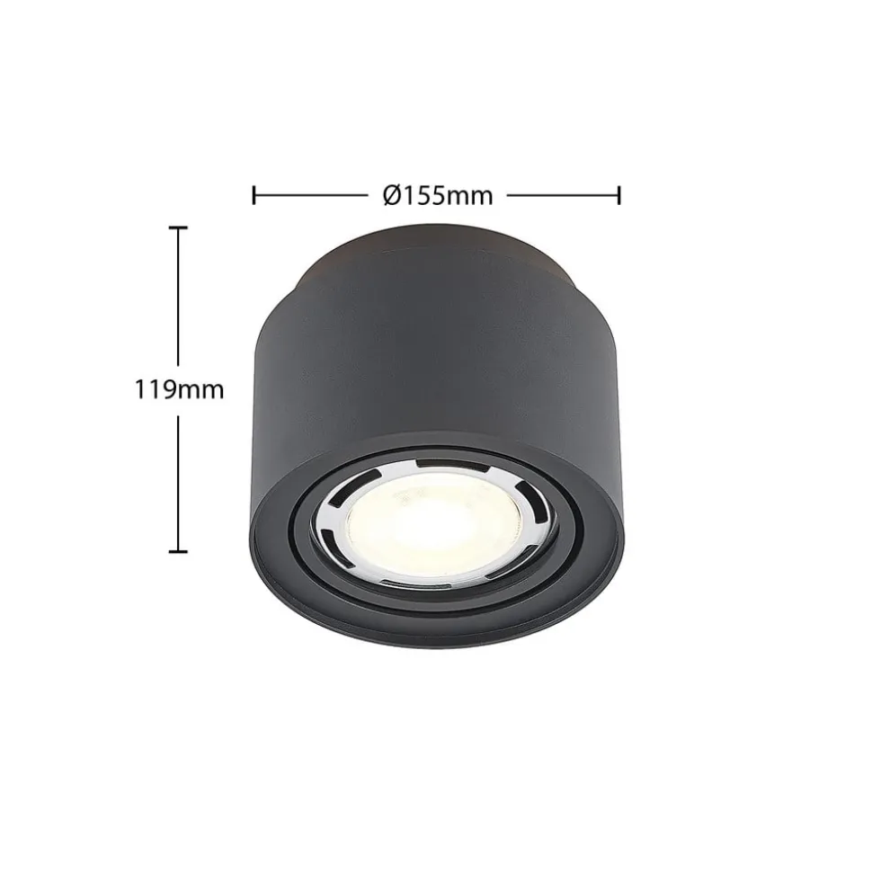 Arcchio plafondlamp Walisa, Ø 15 cm, zwart, metaal, GU10