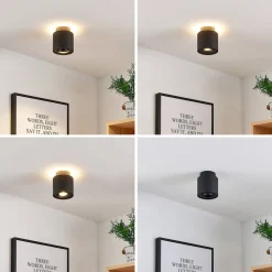 Arcchio plafondlamp Walisa, Ø 10 cm, zwart, metaal, GU10